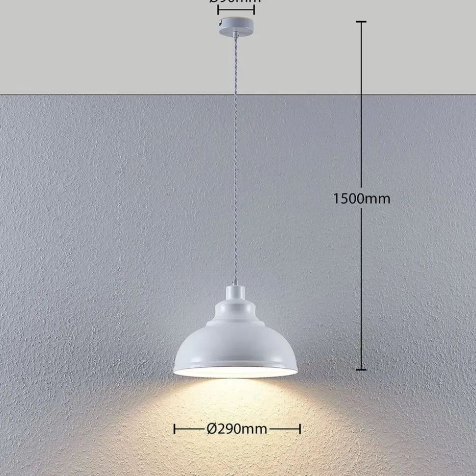 Lindby pendellampe Albertine, 29 cm, hvid, metal