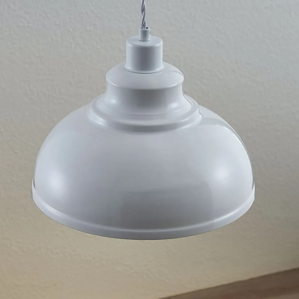 Lindby pendellampe Albertine, 29 cm, hvid, metal