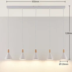 Lindby pendellampe Arina, 100 cm, hvid, 5 lyskilder, E14