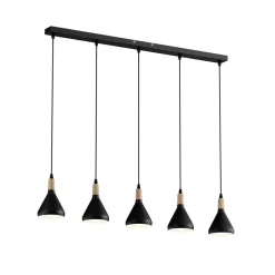 Lindby pendellampe Arina, 100 cm, sort, 5 lyskilder