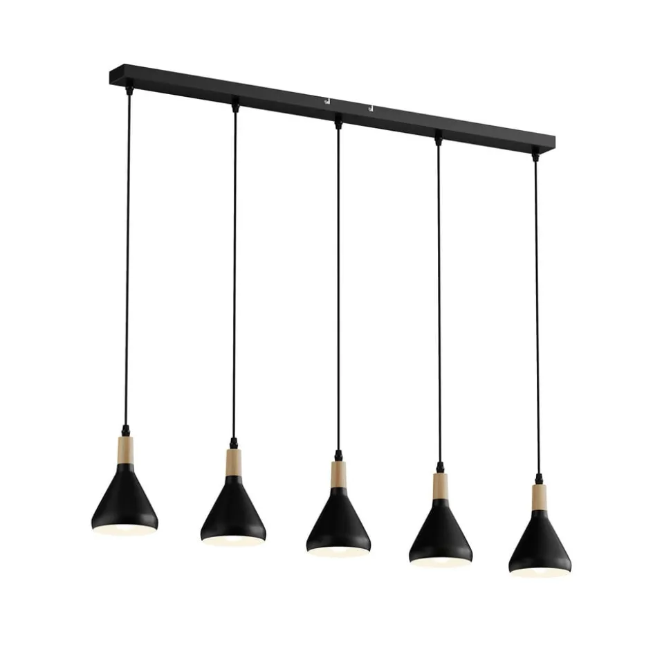 Lindby pendellampe Arina, 100 cm, sort, 5 lyskilder