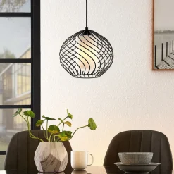 Lindby pendellampe Cedrice, 1 lyskilde, sort, metal, E27