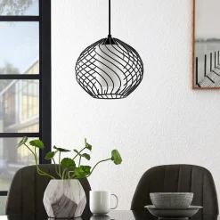Lindby pendellampe Cedrice, 1 lyskilde, sort, metal, E27