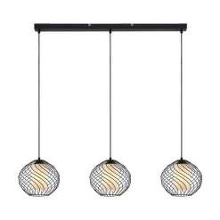 Lindby pendellampe Cedrice, 3 lyskilder, sort, metal, E27