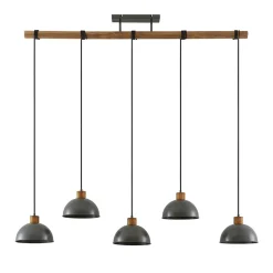 Lindby pendellampe Durbis, 149 cm, sort, 5 lyskilder, træ