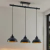 Lindby pendellampe Emna, 3 lyskilder, sort/guld, metal, 101 cm