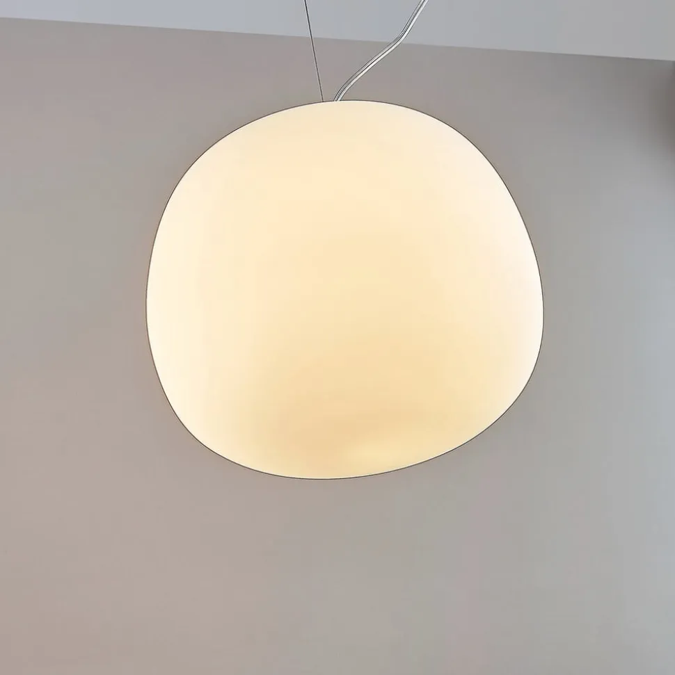 Lindby pendellampe Ginevra, Ø 38 cm, hvid, glas, E27