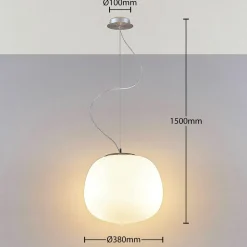 Lindby pendellampe Ginevra, Ø 38 cm, hvid, glas, E27