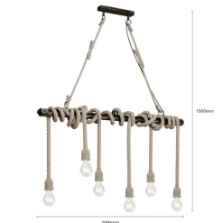Lindby pendellampe Hajo, 100 cm, 6 lyskilder, rebpendel