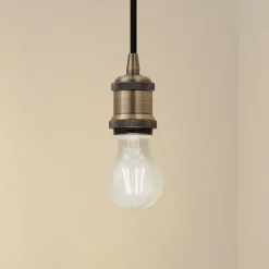 Lindby pendellampe Hattie, messing, Ø 5 cm, metal, E27