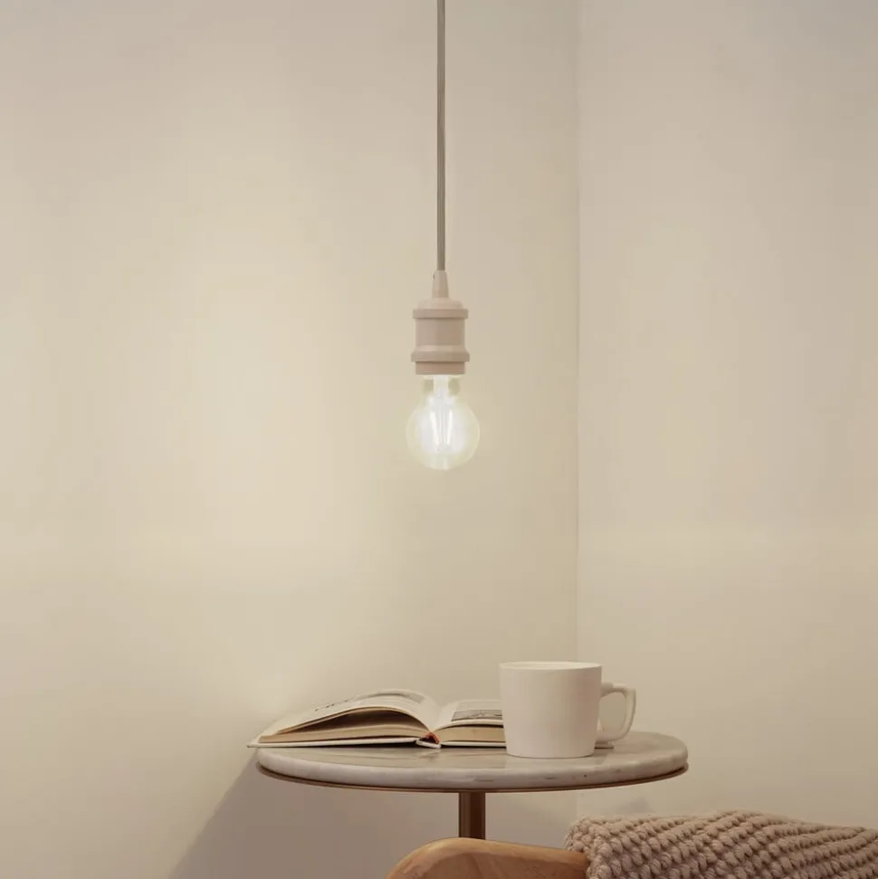 Lindby pendellampe Hattie, beige, Ø 5 cm, metal E27