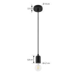 Lindby pendellampe Hattie, sort, Ø 4,7 cm, metal, E27
