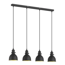 Lindby pendellampe Jasminka, sort/guld, metal, 4 lyskilder.