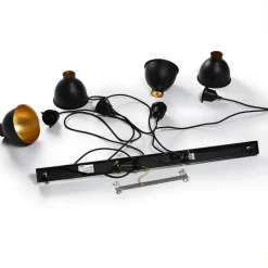 Lindby pendellampe Jasminka, sort/guld, metal, 4 lyskilder.