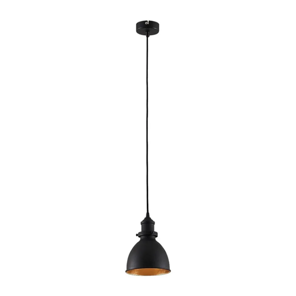 Lindby pendellampe Jasminka, sort/guld, metal, 1 lyskilde.