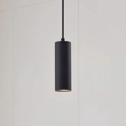 Lindby pendellampe Joffrey, Ø 6 cm, sort, metal, GU10