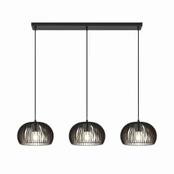 Lindby pendellampe Jusra, sort, metal, 3 lyskilder, 99 cm