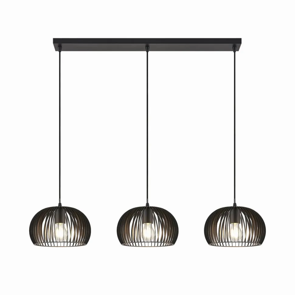 Lindby pendellampe Jusra, sort, metal, 3 lyskilder, 99 cm