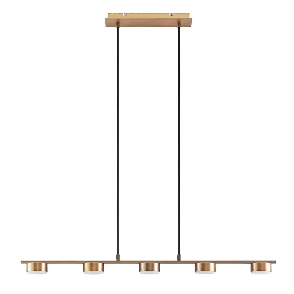 Lindby pendellampe Kaylou, 5 lyskilder, bronzefarvet, aluminium