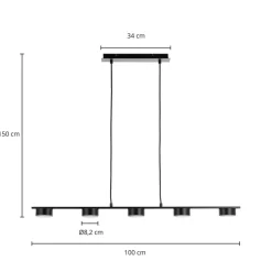 Lindby pendellampe Kaylou, 5 lyskilder, bronzefarvet, aluminium