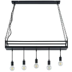 Lindby pendellampe Kirista, 5 lyskilder, sort, metal, 100 cm