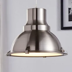Lindby pendellampe Letty, Ø 39 cm, nikkelfarvet, metal, E27