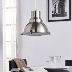 Lindby pendellampe Letty, Ø 39 cm, nikkelfarvet, metal, E27