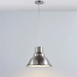 Lindby pendellampe Letty, Ø 39 cm, nikkelfarvet, metal, E27
