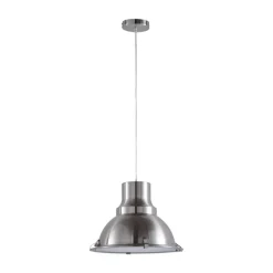 Lindby pendellampe Letty, Ø 39 cm, nikkelfarvet, metal, E27