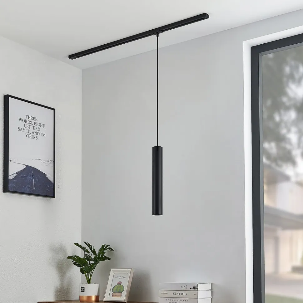Lindby pendellampe Linaro, 40 cm, sort, 1-faset, GU10