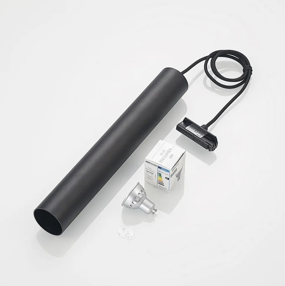 Lindby pendellampe Linaro, 40 cm, sort, 1-faset, GU10