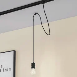 Lindby pendellampe Linaro, Ø 4,6 cm, sort, 1-faset, E27