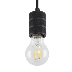 Lindby pendellampe Linaro, Ø 4,6 cm, sort, 1-faset, E27