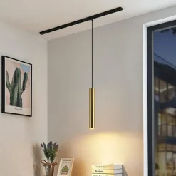 Lindby pendellampe Linaro, 40 cm, guld, 1-faset, GU10