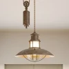 Lindby pendellampe Louisanne, justerbar, brun, Ø 35 cm