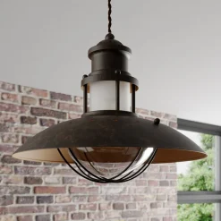 Lindby pendellampe Louisanne, brun, metal, Ø 35 cm