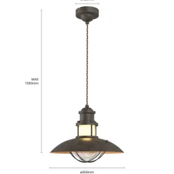 Lindby pendellampe Louisanne, brun, metal, Ø 35 cm