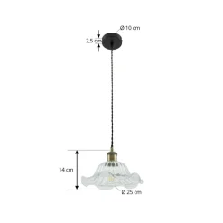 Lindby pendellampe Ludowika, transparent, glas, Ø25cm, E27