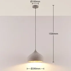 Lindby pendellampe Morton, Ø 29 cm, grå, beton, E27