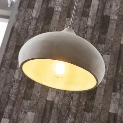 Lindby pendellampe Morton, Ø 29 cm, grå, beton, E27
