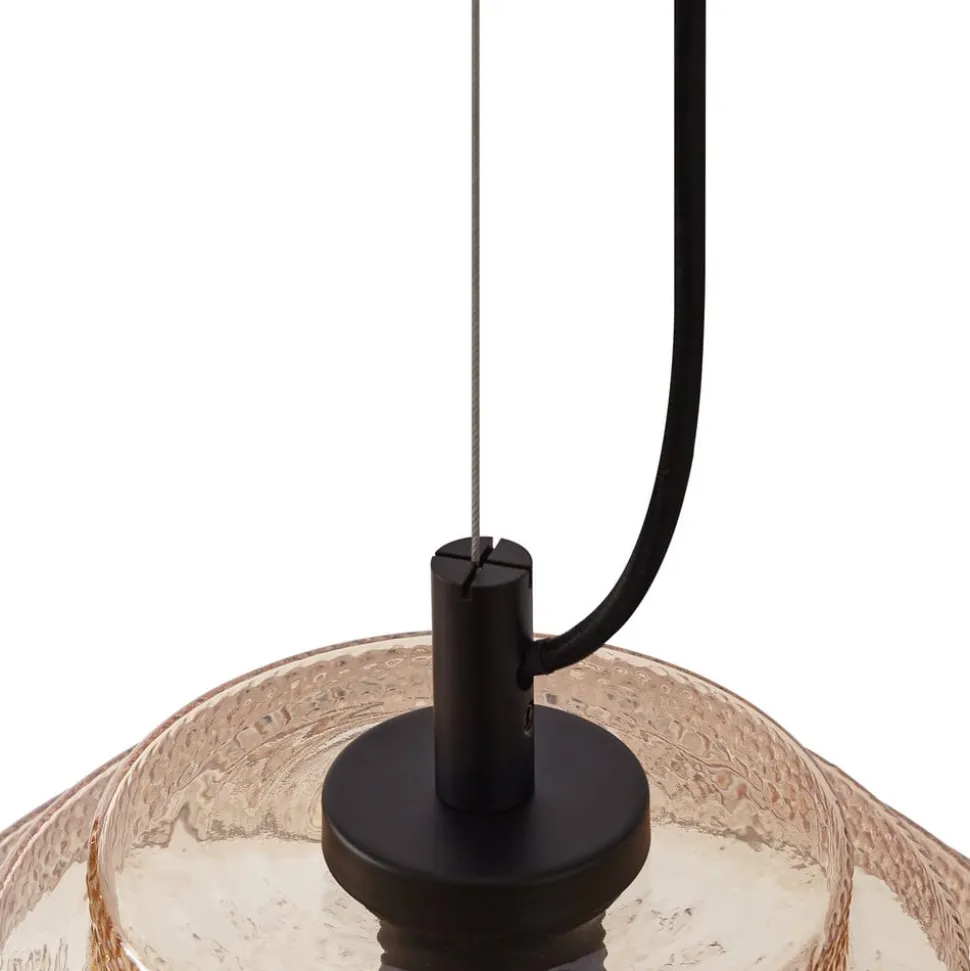 Lindby pendellampe Orliana, Ø 35 cm, ravfarvet, glas