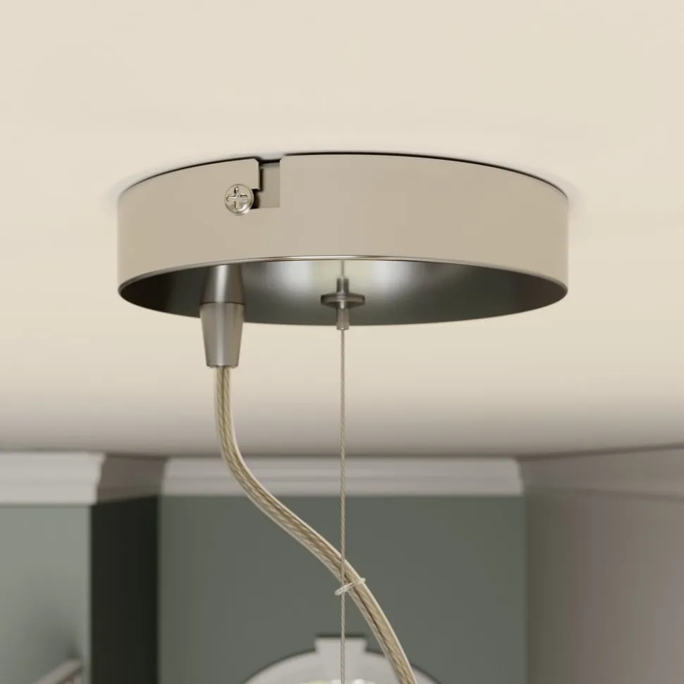 Lindby pendellampe Pikka, hvid, tekstil, Ø 50 cm, E27