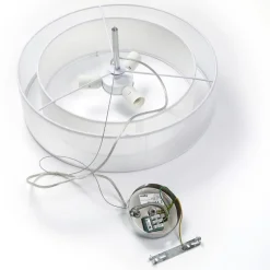 Lindby pendellampe Pikka, hvid, tekstil, Ø 50 cm, E27