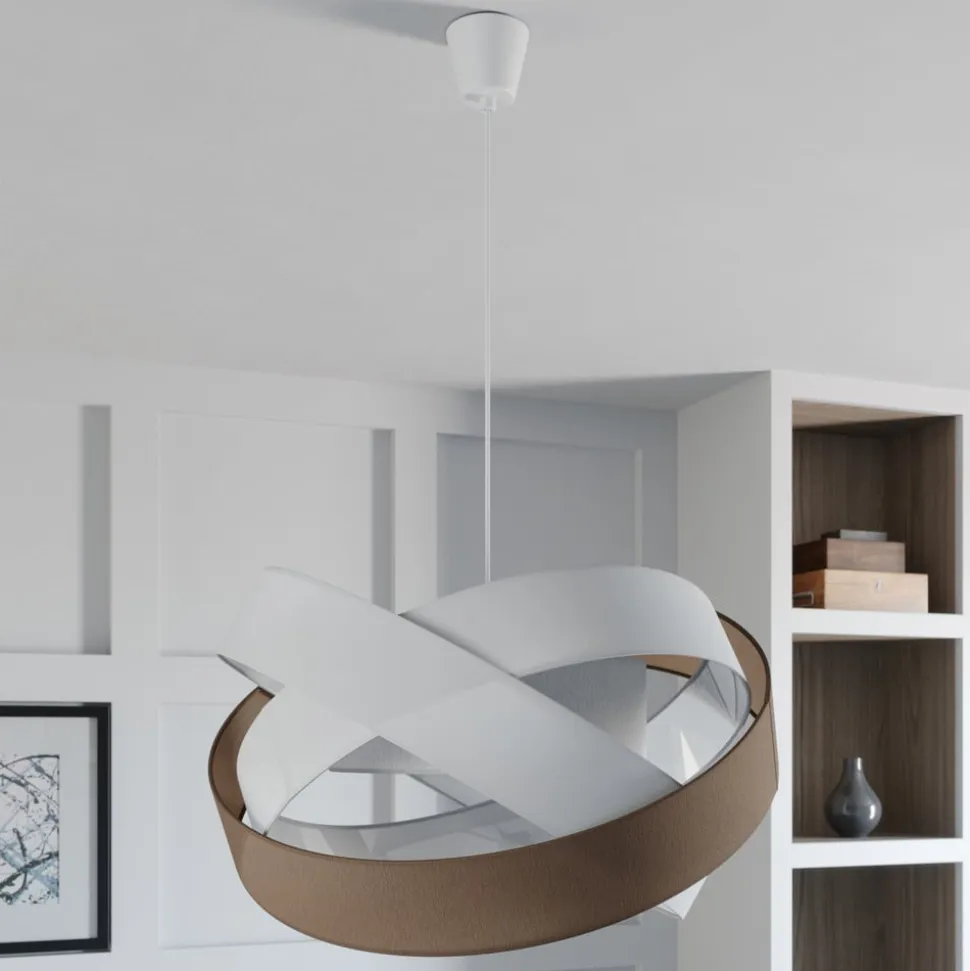 Lindby pendellampe Simaria, brun/grå/hvid, Ø 60 cm, E27