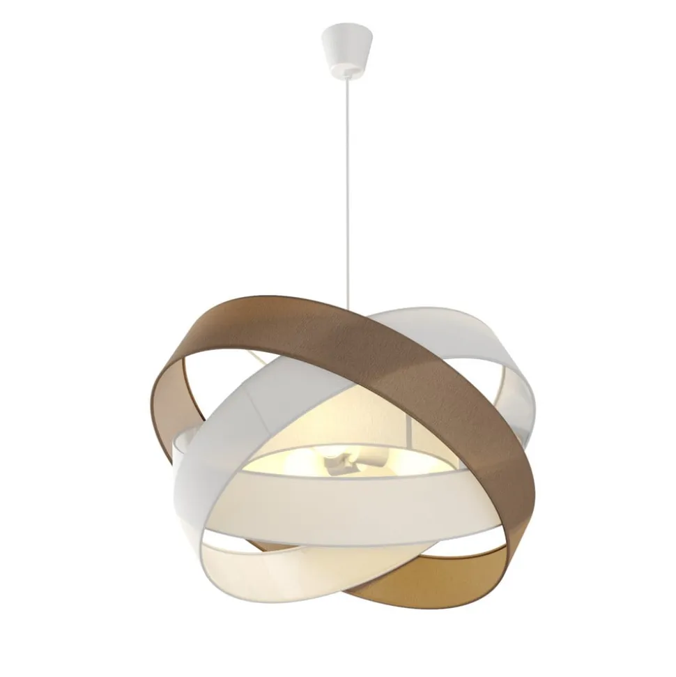 Lindby pendellampe Simaria, brun/grå/hvid, Ø 60 cm, E27