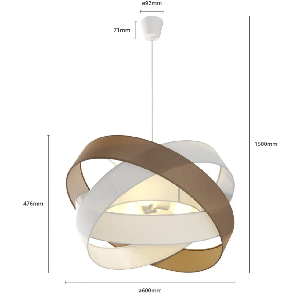 Lindby pendellampe Simaria, brun/grå/hvid, Ø 60 cm, E27