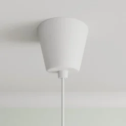 Lindby pendellampe Simaria, hvid, tekstil, Ø 60 cm, E27