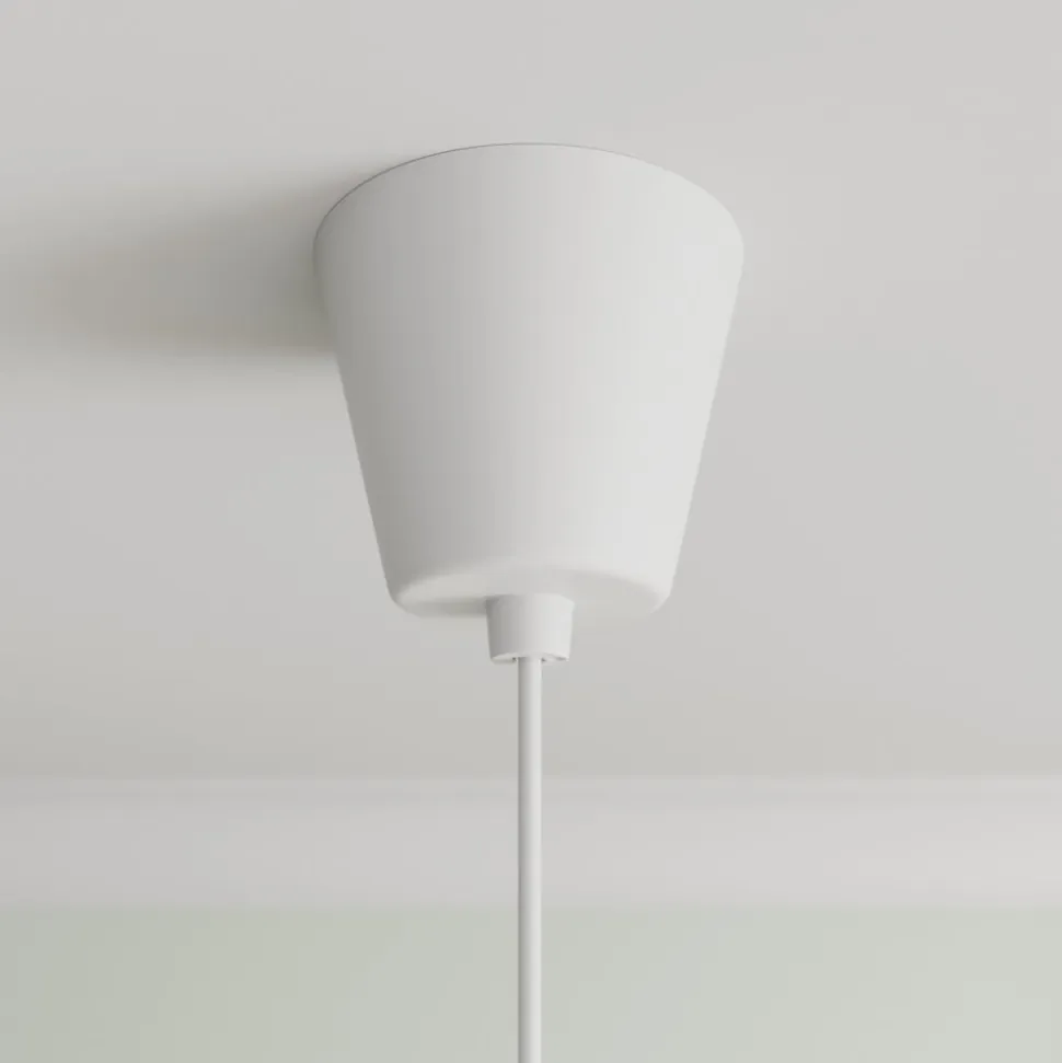 Lindby pendellampe Simaria, hvid, tekstil, Ø 60 cm, E27