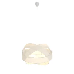 Lindby pendellampe Simaria, hvid, tekstil, Ø 60 cm, E27