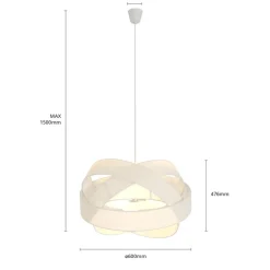 Lindby pendellampe Simaria, hvid, tekstil, Ø 60 cm, E27